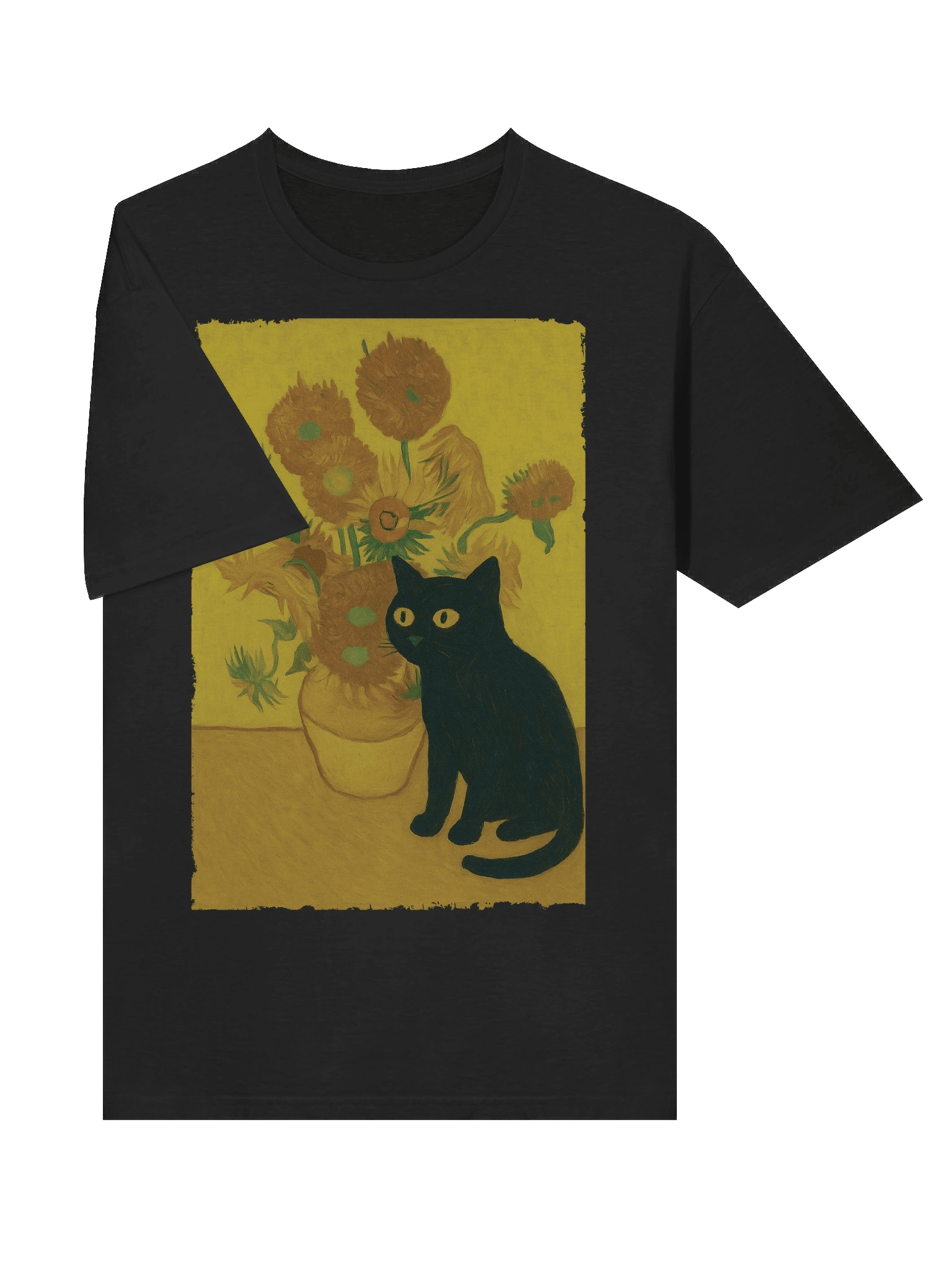 Van Gogh Sunflower Curious Cat T-Shirt product image (30)