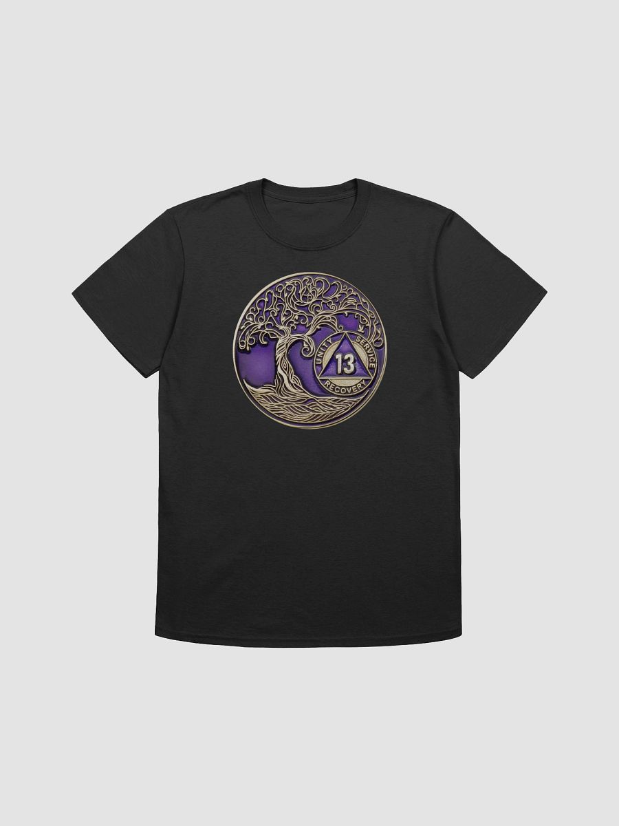 Twisted Tree of Life 13th Year Sobriety Purple Medallion T-Shirt product image (4)