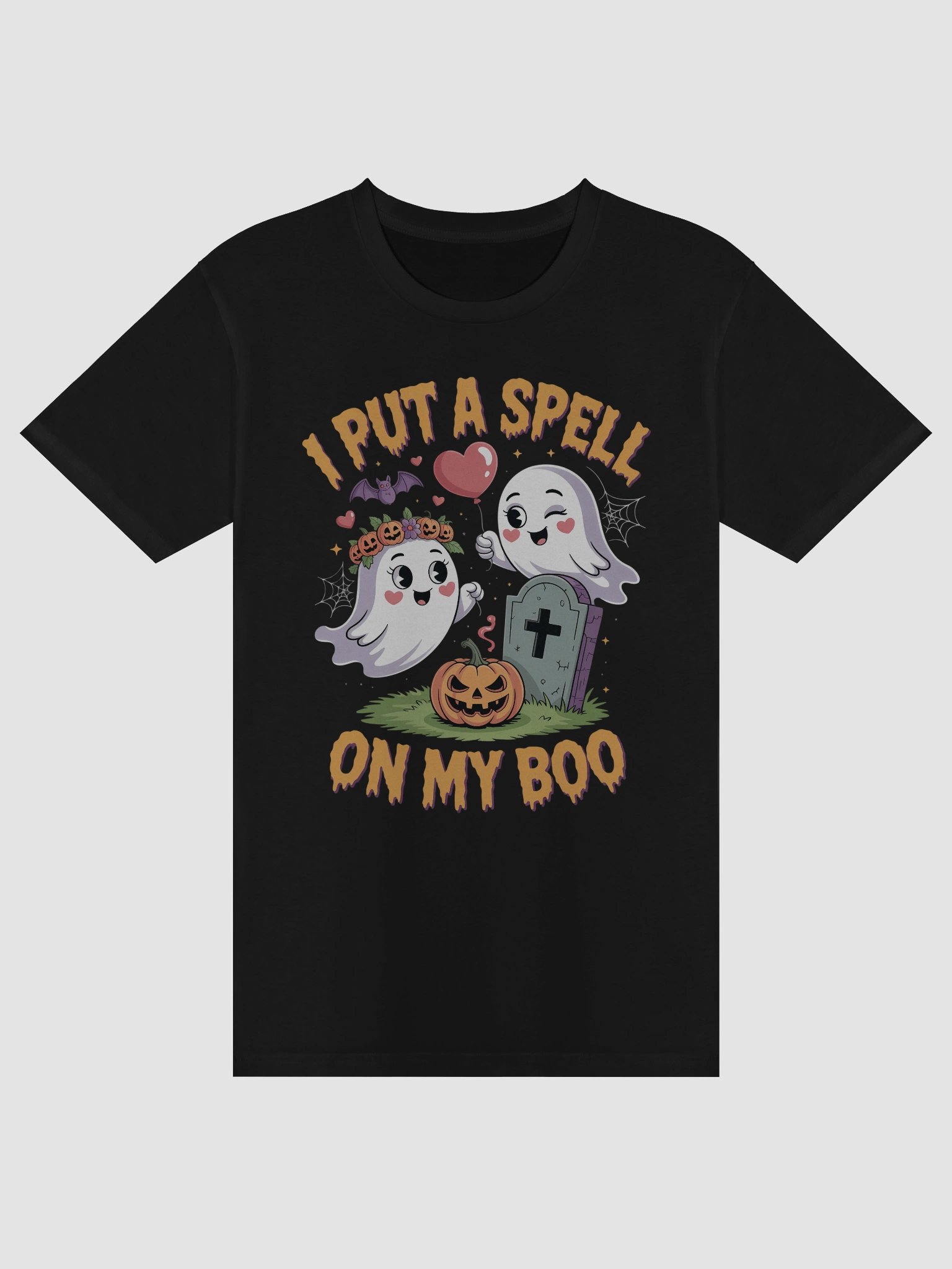 I Put A Spell On My Boo Funny Halloween Couple's T-Shirt | Spooky Cute Ghost & Pumpkin Tee product image (3)