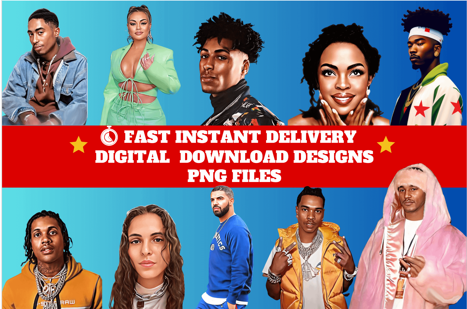 150 Hip Hop Illustrations PNG Bundle | Digital download product image (3)