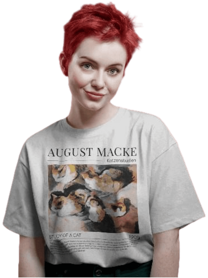 Study of a Cat, August Macke – Relaxed Fit Heavyweight Unisex Cotton T-Shirt product image (3)