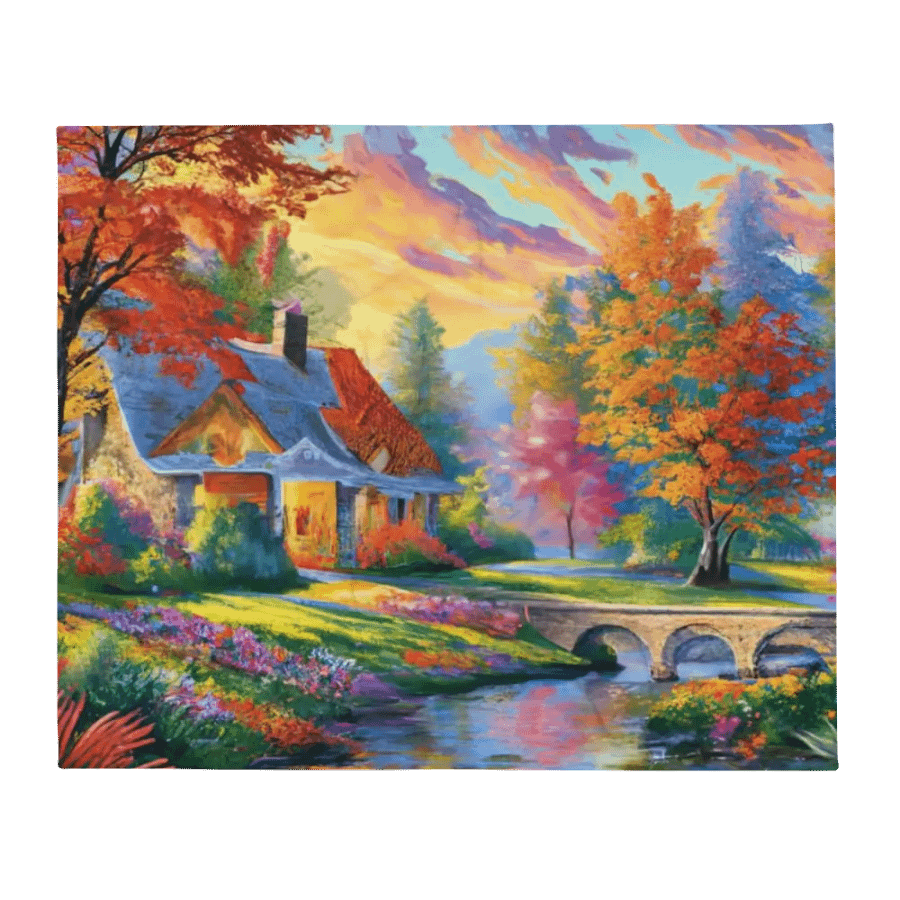 Tranquil Landscape Cottage Throw Blanket product image (3)
