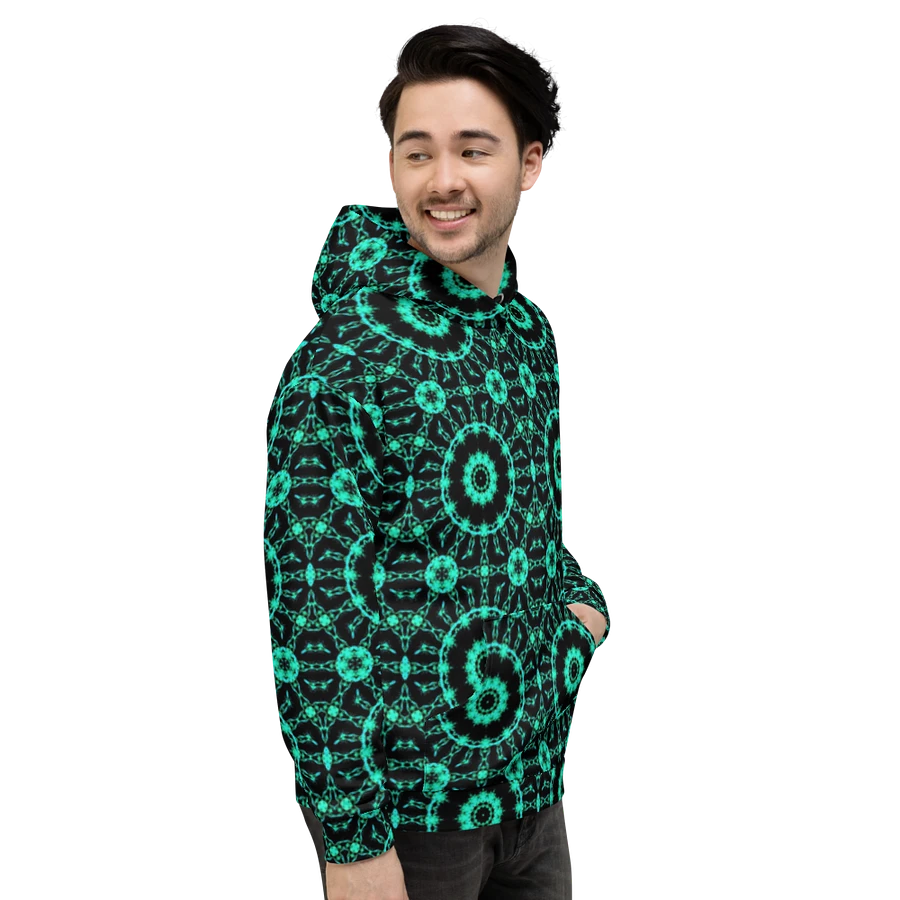 Abstract Repeating Neon Green Shapes Unisex All Over Print Hoodie product image (12)