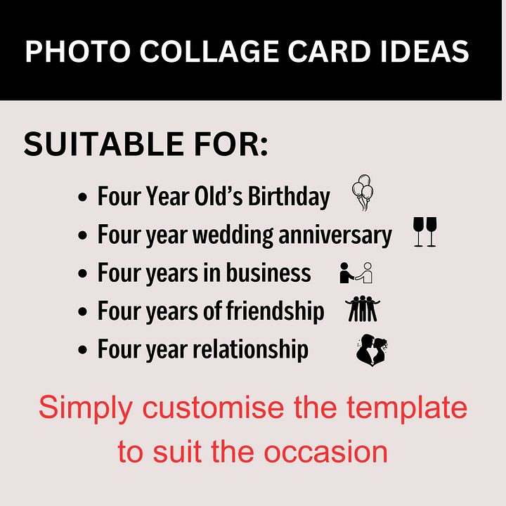Four Year Celebration Card Photo Collage Canva Template product image (2)