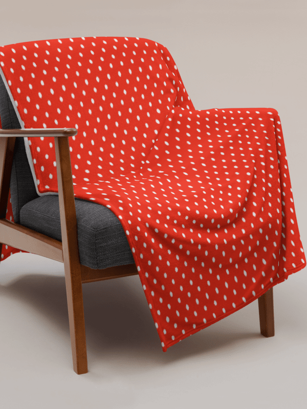 White Polka Dots on Red Throw Blanket product image (2)
