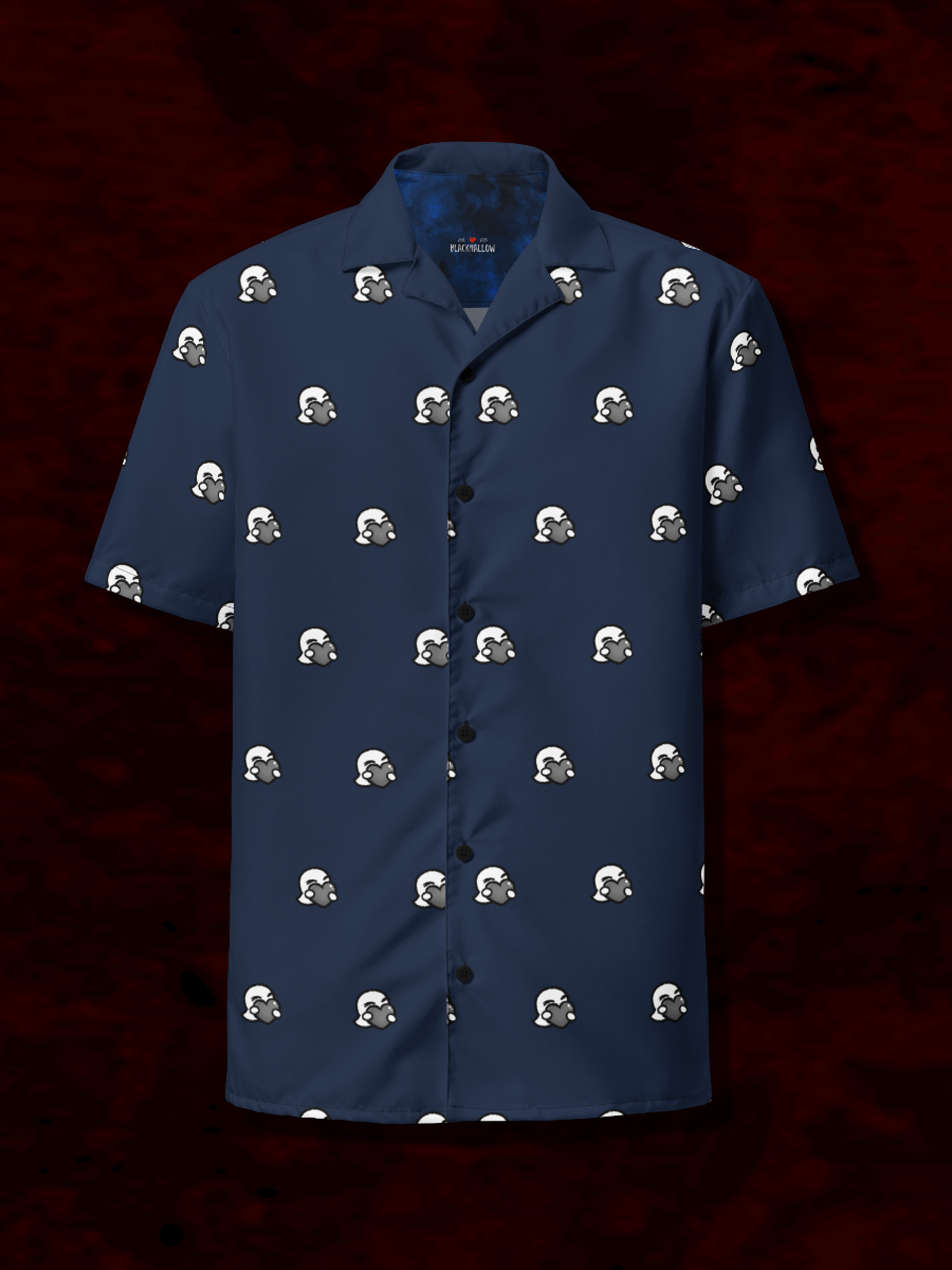 Navy Blue Heart Dot Hawaiian Shirt product image (1)