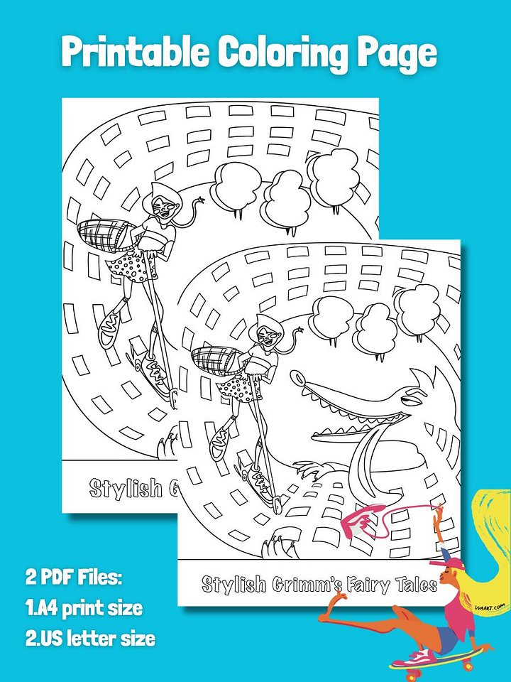 Printable Stylish Grimm's Fairy Tale Coloring Page PDF product image (2)