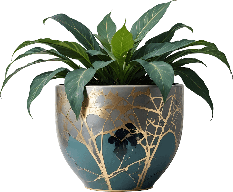 Kintsugi Renewal – Planter with Gold Detailing PNG product image (1)