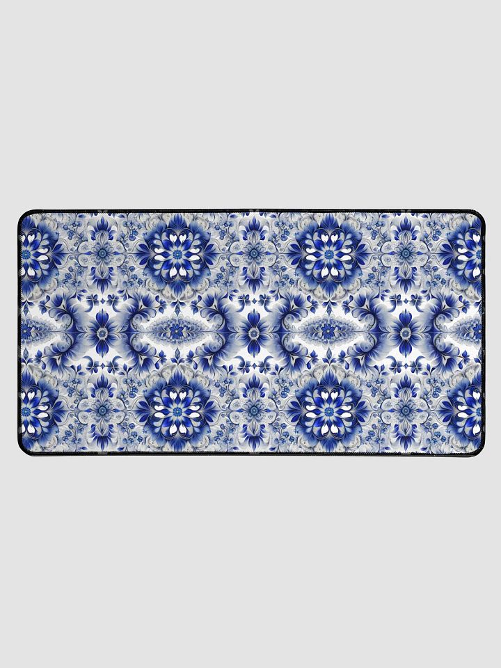 Desk Mat (31.5x15.5 inches) - Blue and White Floral Design product image (1)