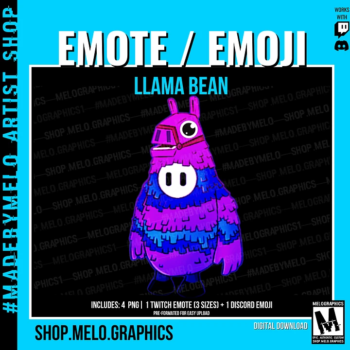 Llama Bean - Twitch Emote / Discord Emoji | #MadeByMELO product image (1)