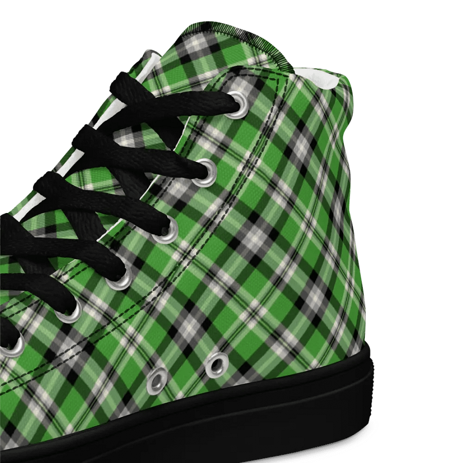 Bright Green Plaid Men's High Top Shoes product image (12)