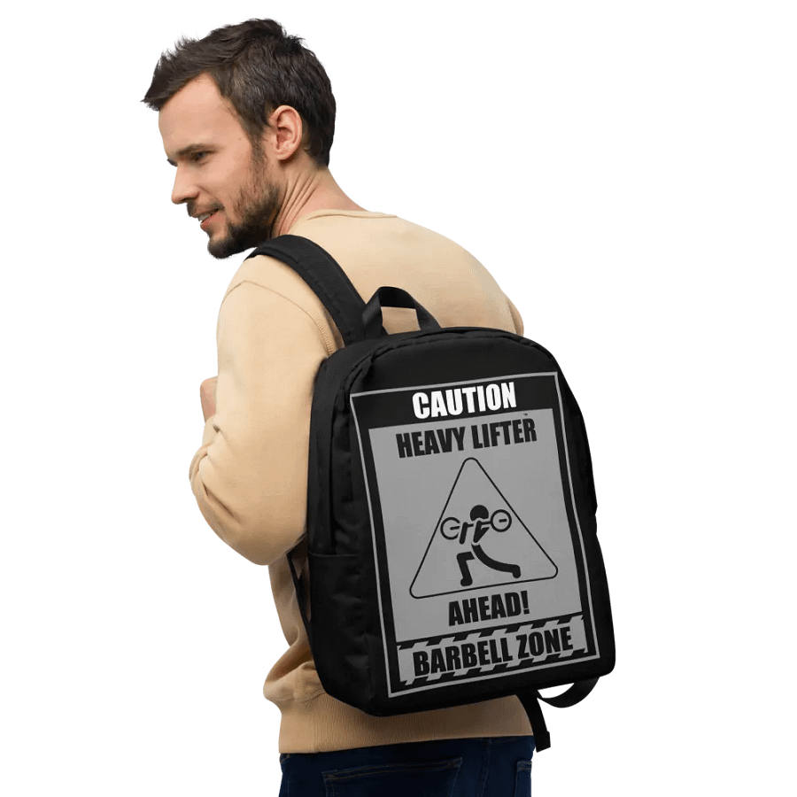 Caution Heavy Lifter Ahead Barbell Zone Backpack product image (11)