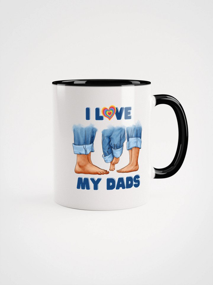 Gay Pride Parents Design with Child and Dads Illustration Ceramic Mug with Color product image (1)