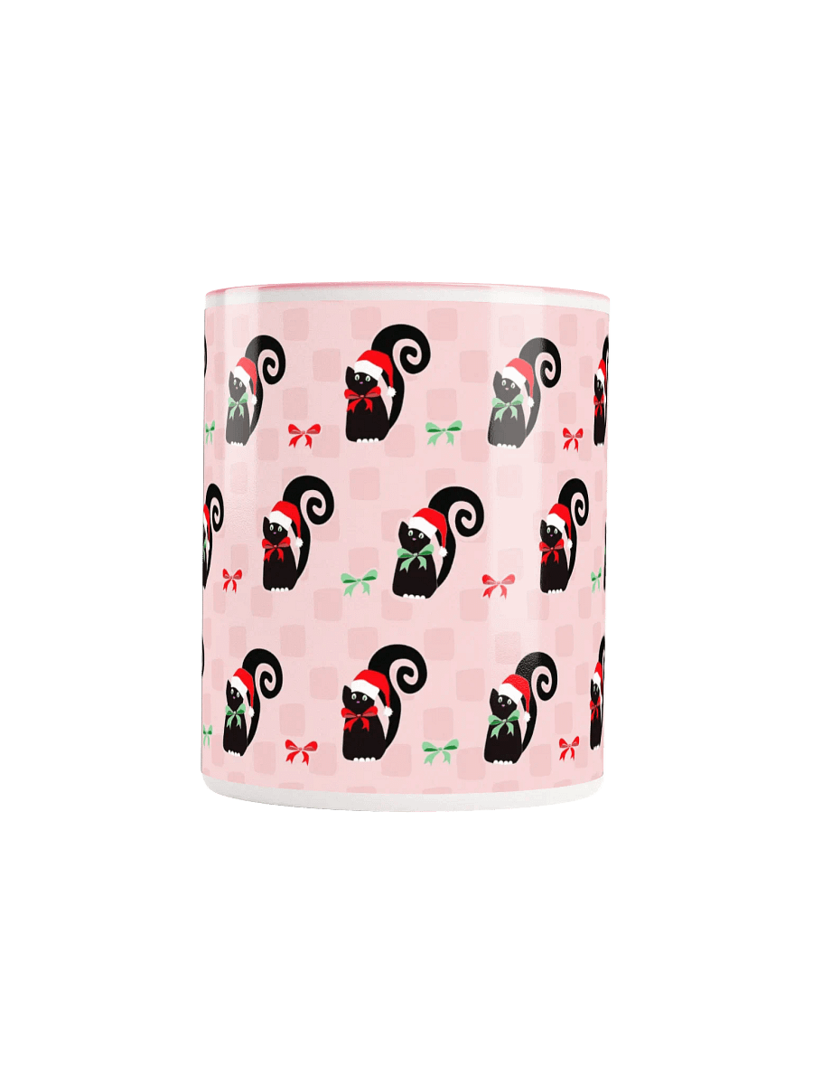 Black Christmas Kitties In-A-Row on Pink on Ceramic Mug product image (5)