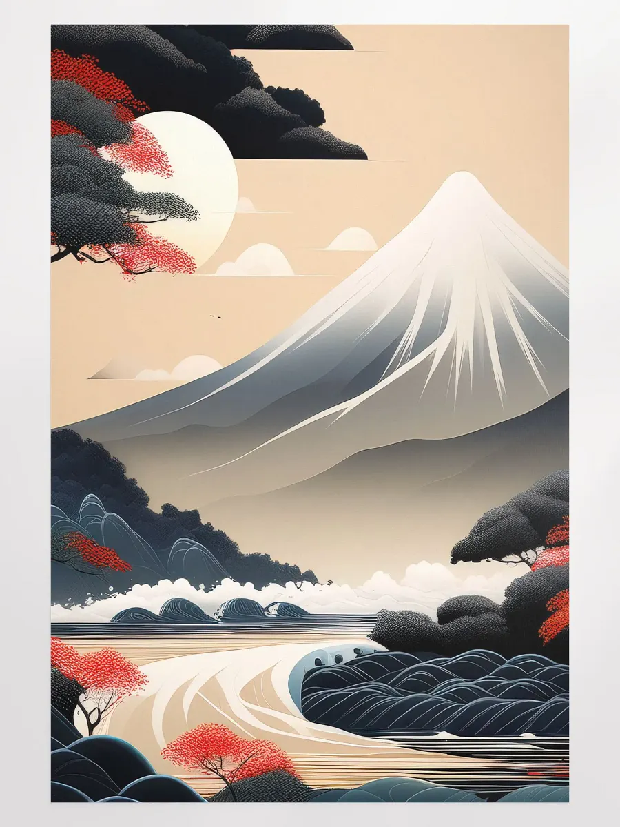 Japandi Art Mountain Landscape Poster - Large 24x36 Inches product image (1)