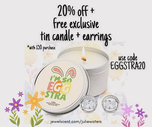 Use code EGGSTRA20 for 20% off plus 2 free gifts!

🐰 jewelscent.com/juliewaters 

#jsbyjulie #Easter #spring2024 #free
