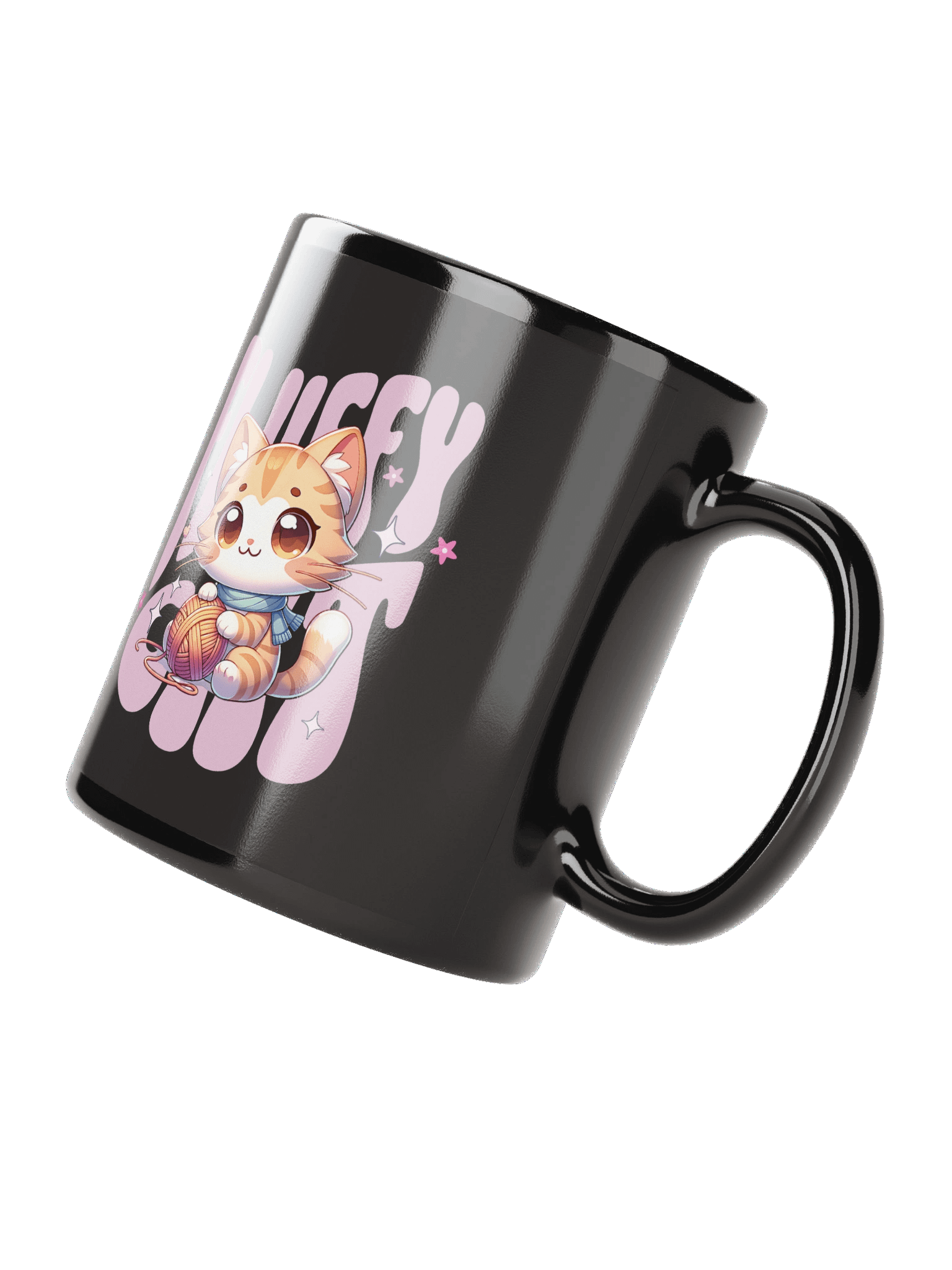 Fluffy Cat | Black Glossy Mug product image (3)