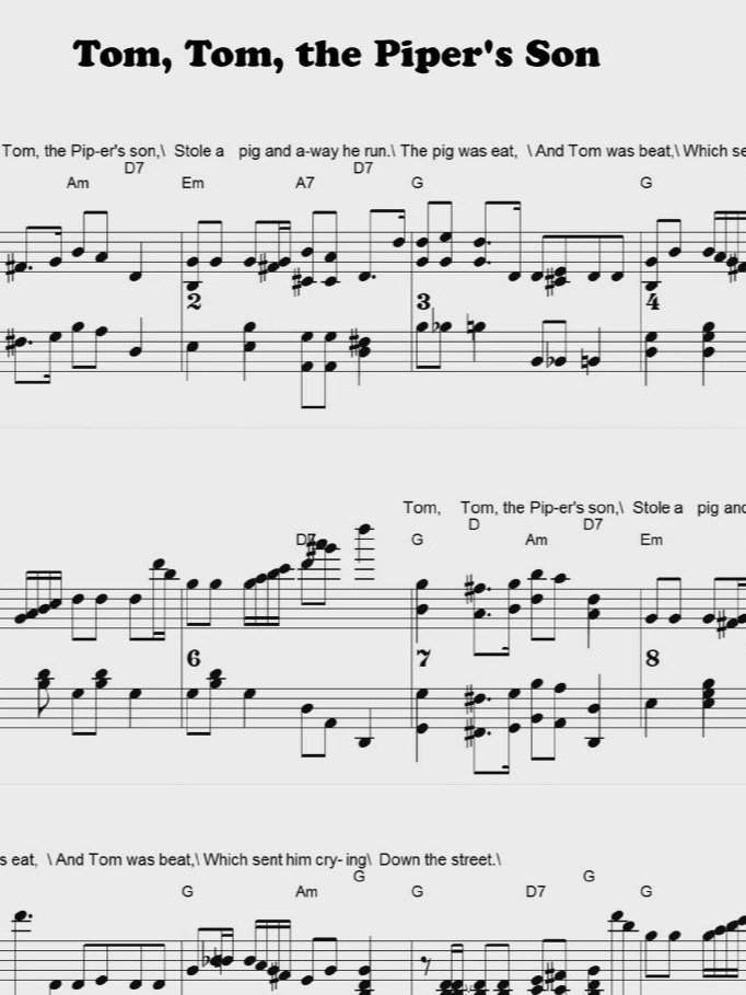 Tom, Tom, the Piper's Son - CS - Piano sheet music product image (1)