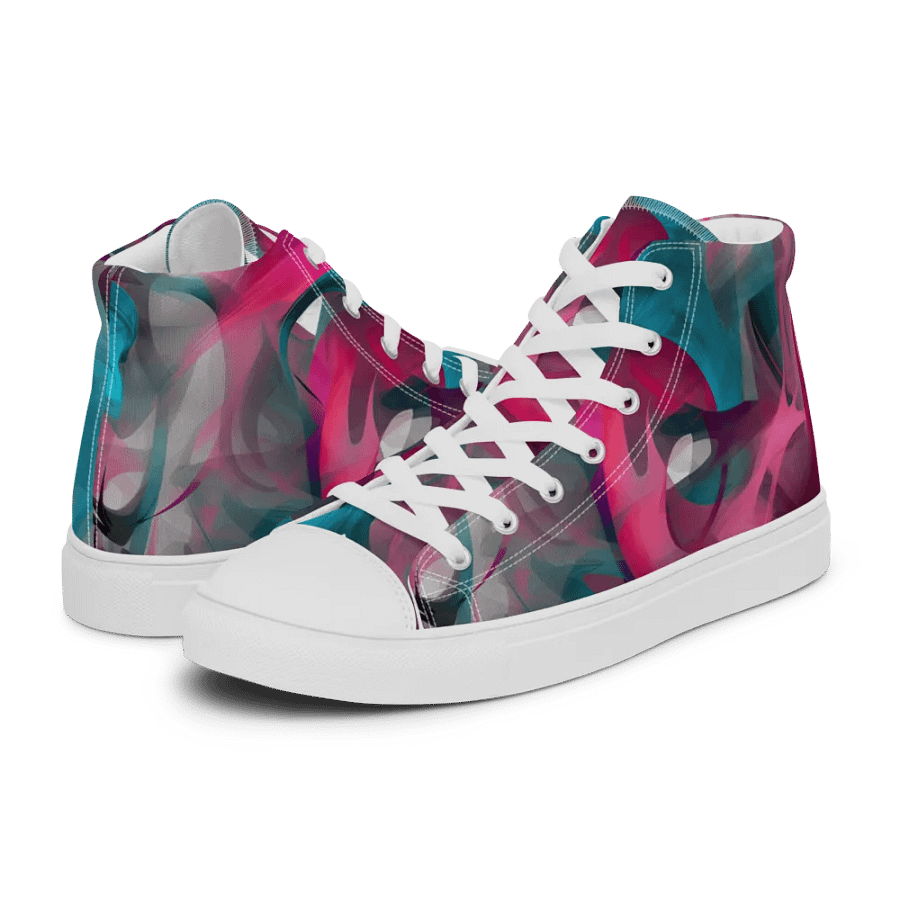 Womans Custom High Tops _ Calceonova Streetwear _ Abstract Graffiti Pink Turquoise product image (11)