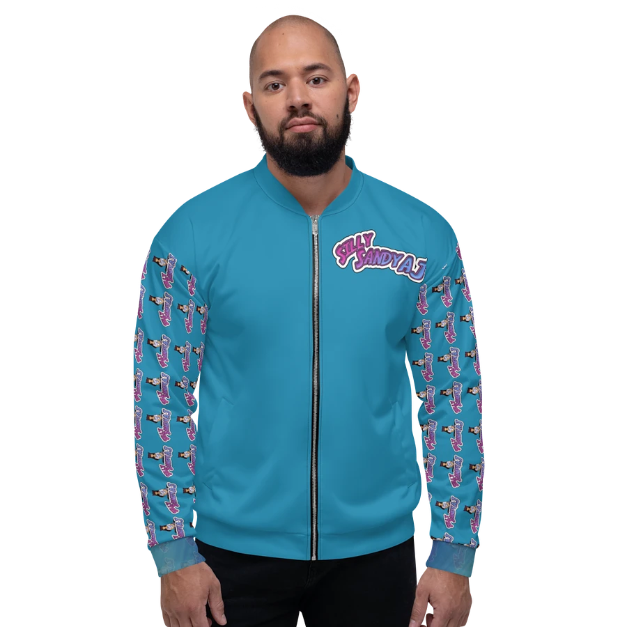 Teal All Over Print Bomber Jacket product image (2)