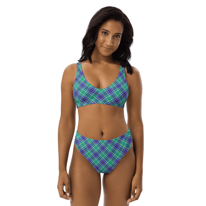Bright Green and Purple Plaid Bikini product image (1)