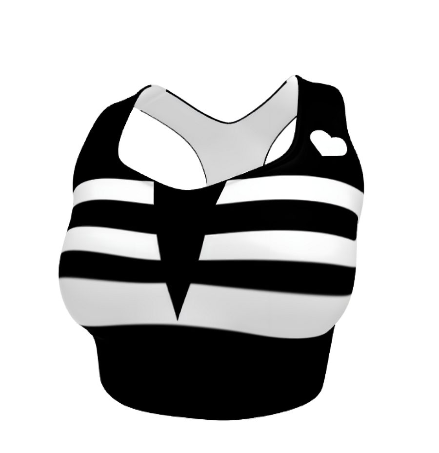 Black and White Stripes/All-Over Print Longline Sports Bra by Sublicolor product image (1)