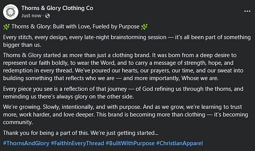 🌿 Thorns & Glory: Built with Love, Fueled by Purpose 🌿
Every stitch, every design, every late-night brainstorming session — i...