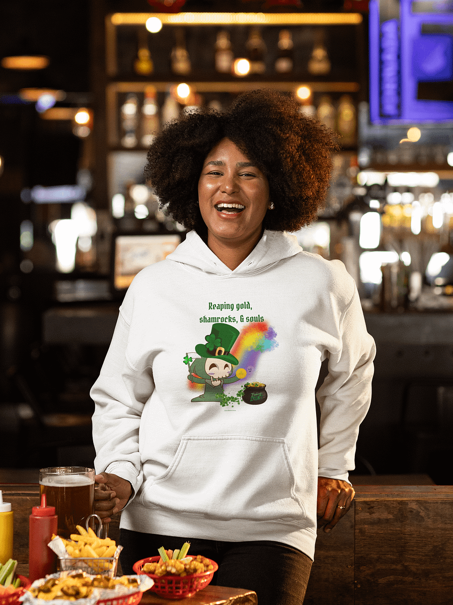 Reaping Gold, Shamrocks, and Souls St. Patrick's Day White Hoodie product image (3)