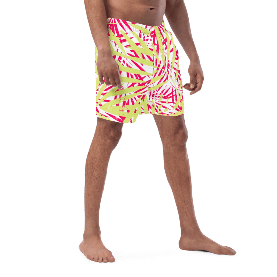 Mens swim trunks tropical yellow and orange   palm leaves design. Fresh and trendy ideal for summer product image (8)