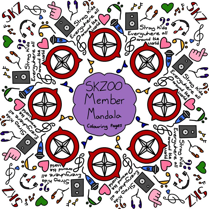 SKZOO member mandala colouring book product image (1)