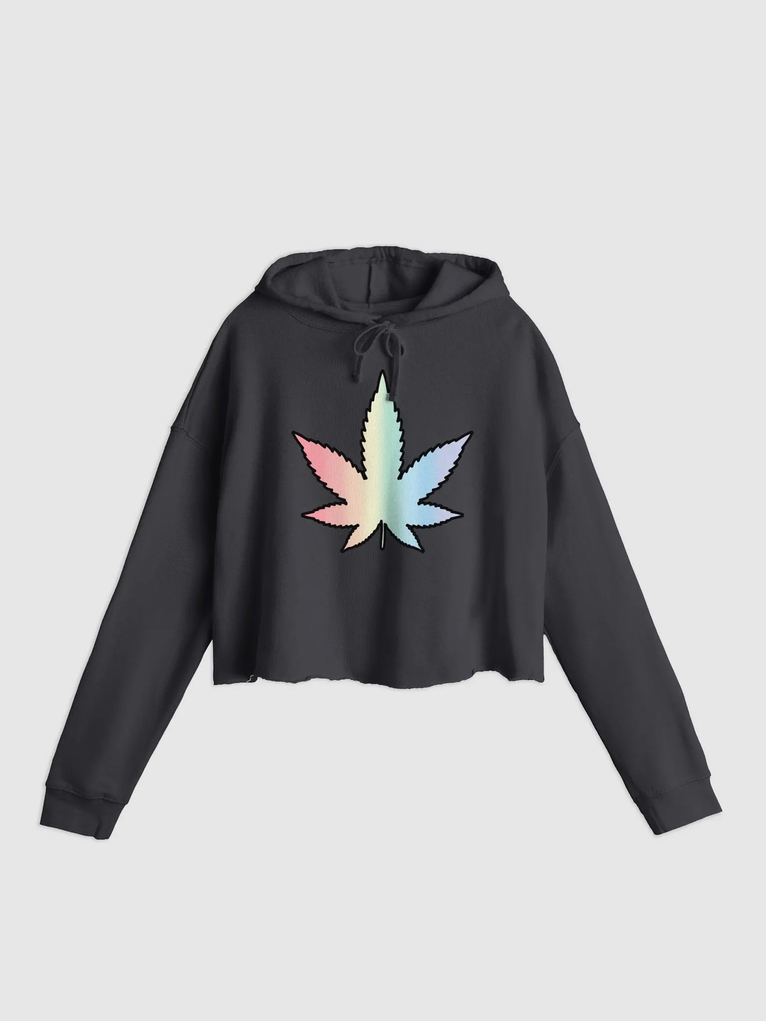 Pastel Rainbow Weed Leaf Cropped Hoodie product image (1)