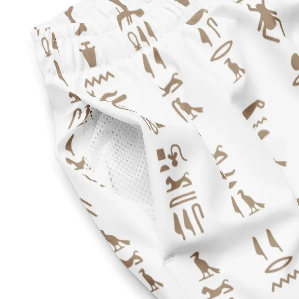 Isis White Hieroglyphs Detail All-Over Swim Trunks product image (4)