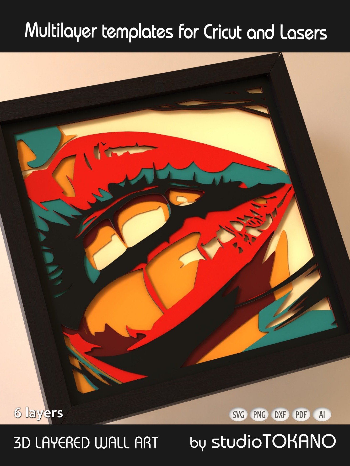 Lips 3D Layered SVG product image (6)