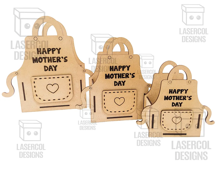 Mother's Day Gift Basket (3 Sizes) Apron Shaped Basket - Laser Cut Files product image (4)