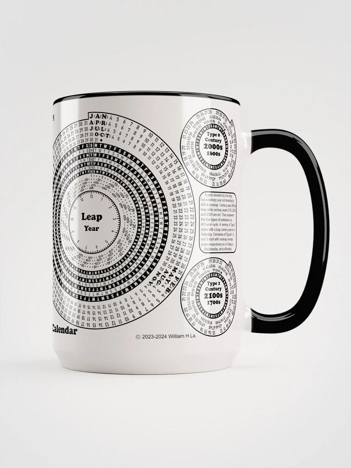Spiriform Perpetual Calendar 15oz Ceramic Mug with Color Inside product image (1)