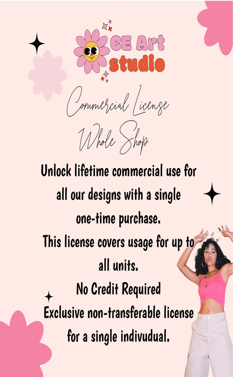 One-Time Commercial Use License, No Credit Required, Lifetime Use - Designs sold separately product image (2)