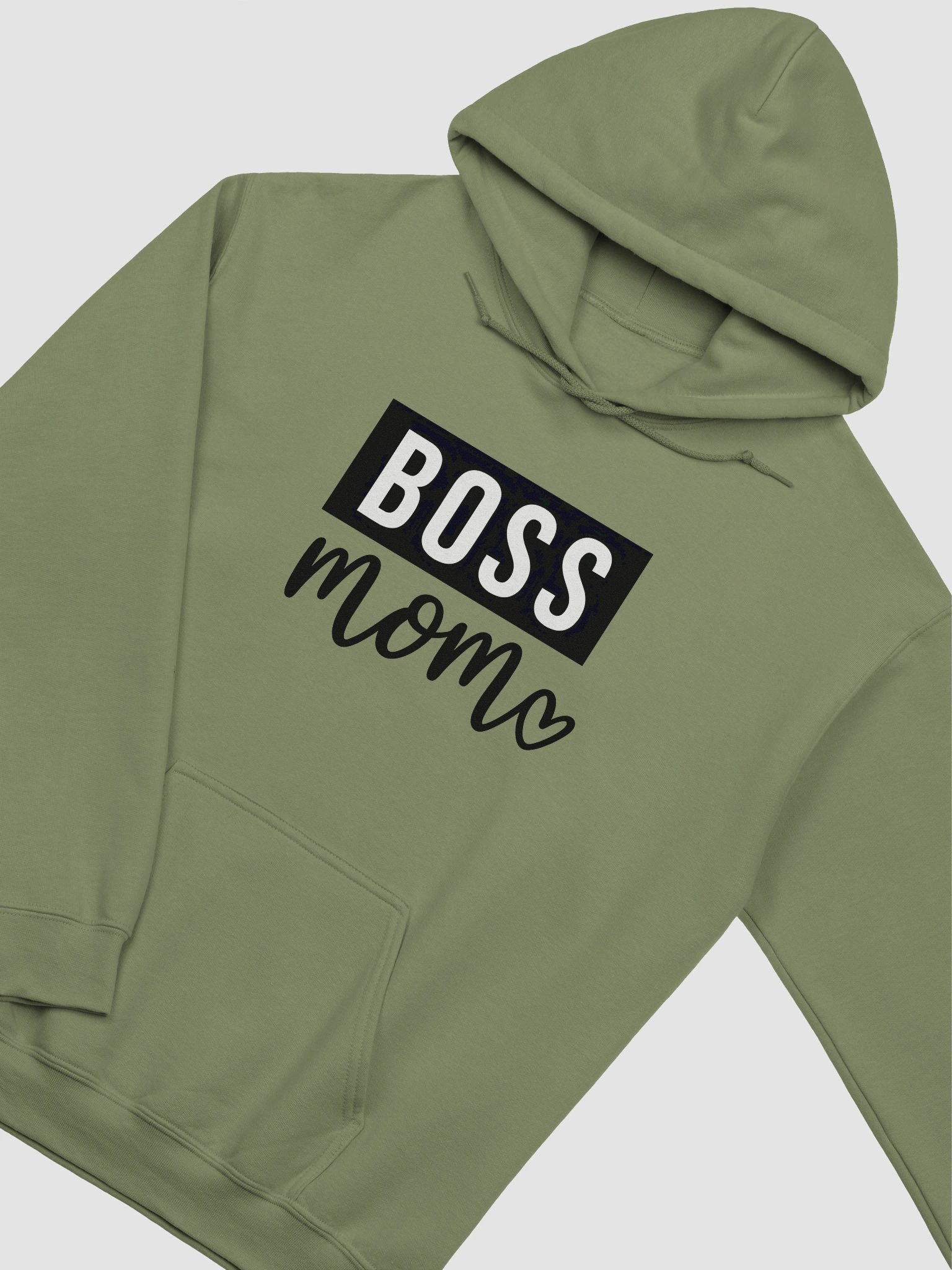 Boss Mom Hoodie – Bold Monochrome Graphic with Heart Detail for Powerful Moms product image (2)