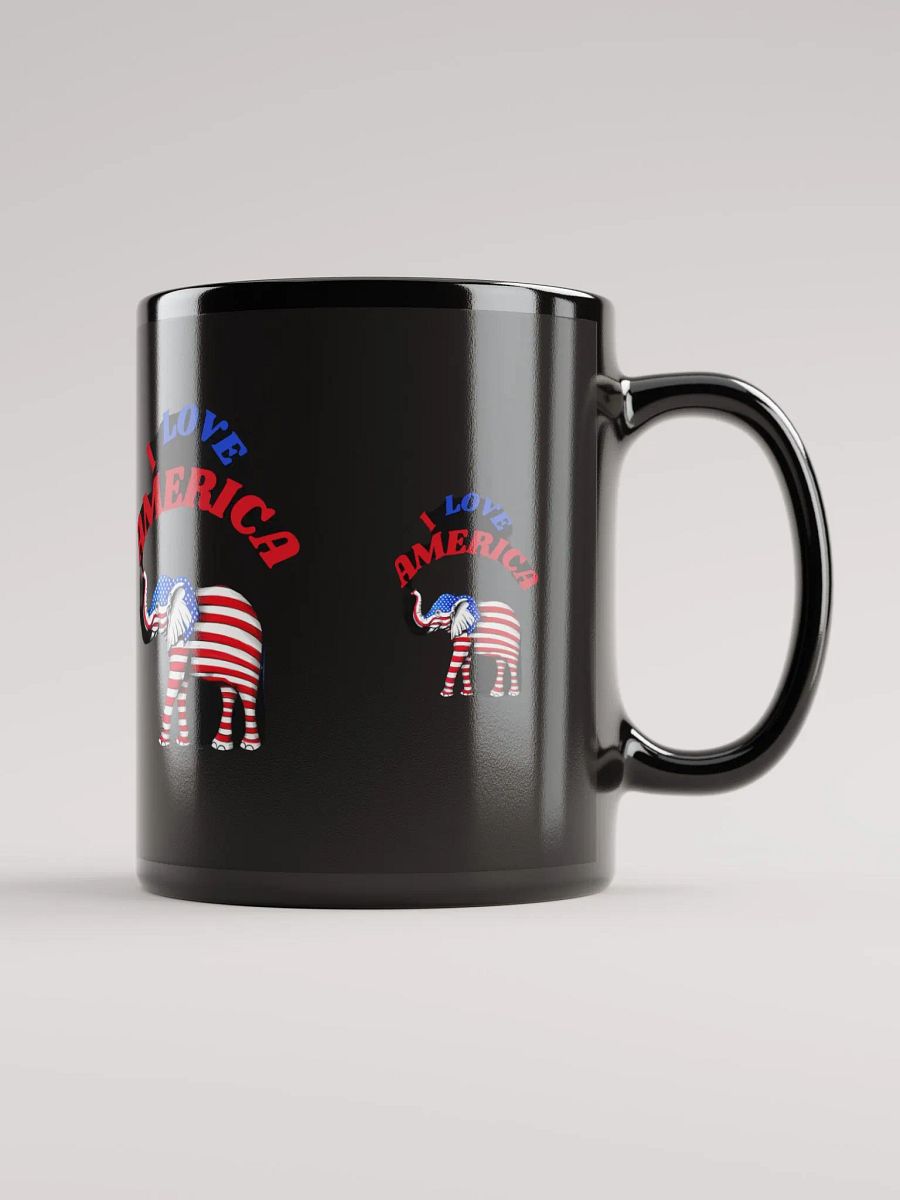 Black glossy mug with a nice design, I LOVE AMERICA. product image (10)