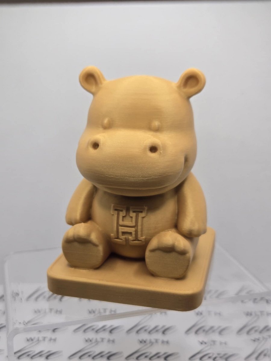 Golden Sitting Hippo — 3D Printed Trophy product image (1)