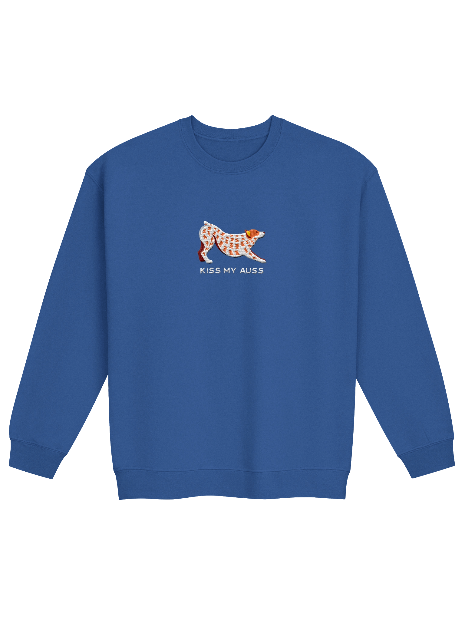 Kiss My Auss Sweatshirt (Embroidered) of an Australian Cattle Dog(Red Heeler, Docked Tail) product image (13)