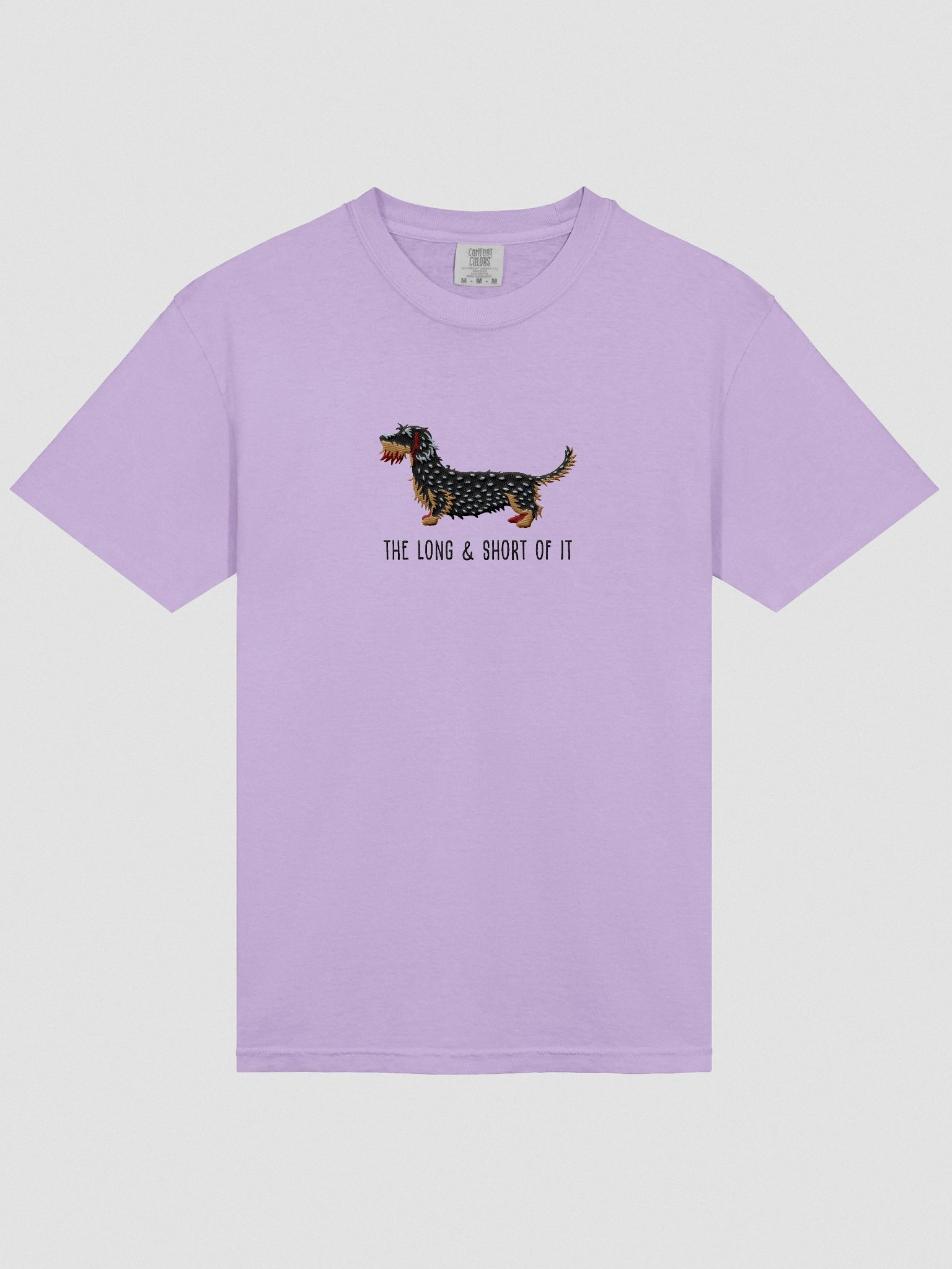 The Long & Short of It T-Shirt(Embroidered) of a Wirehaired Dachshund(Salt & Pepper) product image (6)