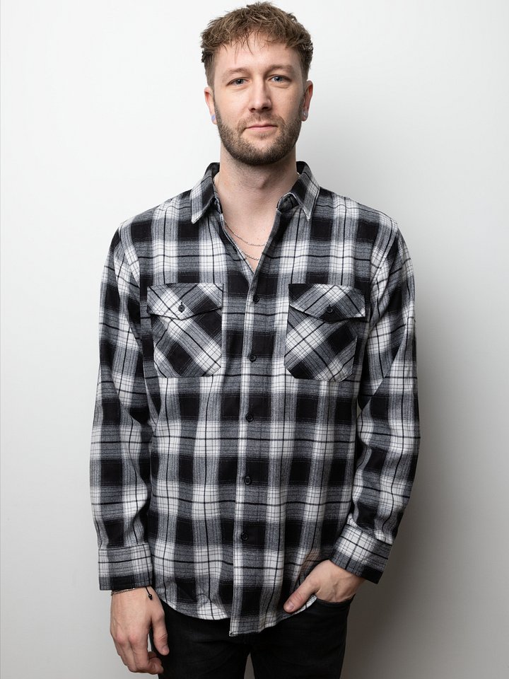 Flannel Button Up - White/Black product image (2)