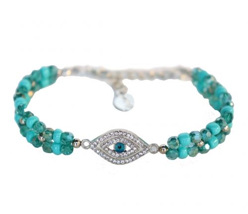 Bracelet with Turquoise Beads and Anti Evil Eye Charm product image (1)