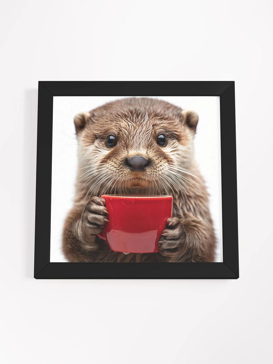 Coffee Lover Cute Otter Framed Wall Art product image (4)