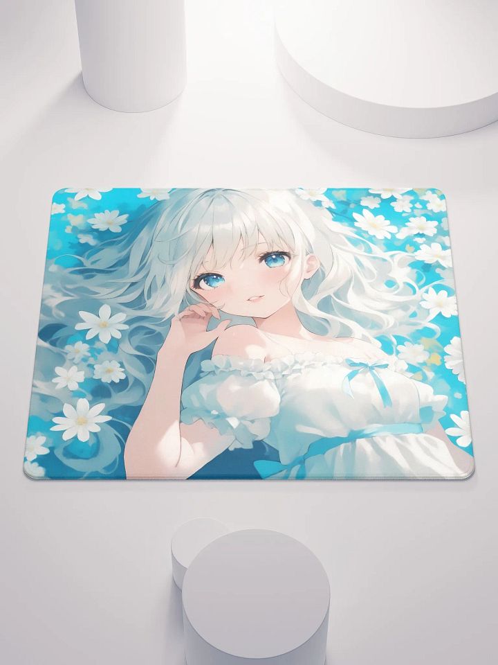 Cute anime girl in flower field gaming mouse pad product image (1)