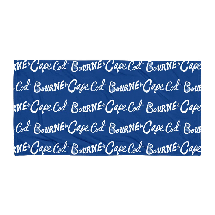 BRN.2C.C.™ | Coastal Classic Beach Towel | All-Over Horizontal Logo Print | Vibrant Colors for Salty Souls | White Logo on Cerulean Blue product image (1)