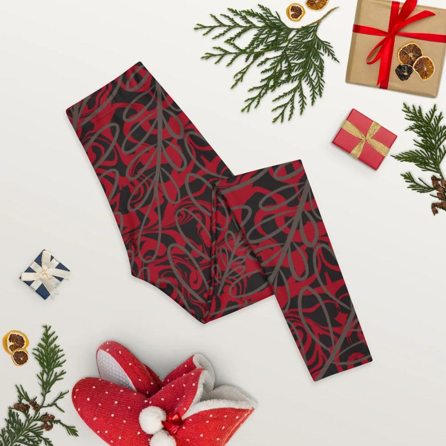Ladies comfortable leggings in funky arty red product image (8)