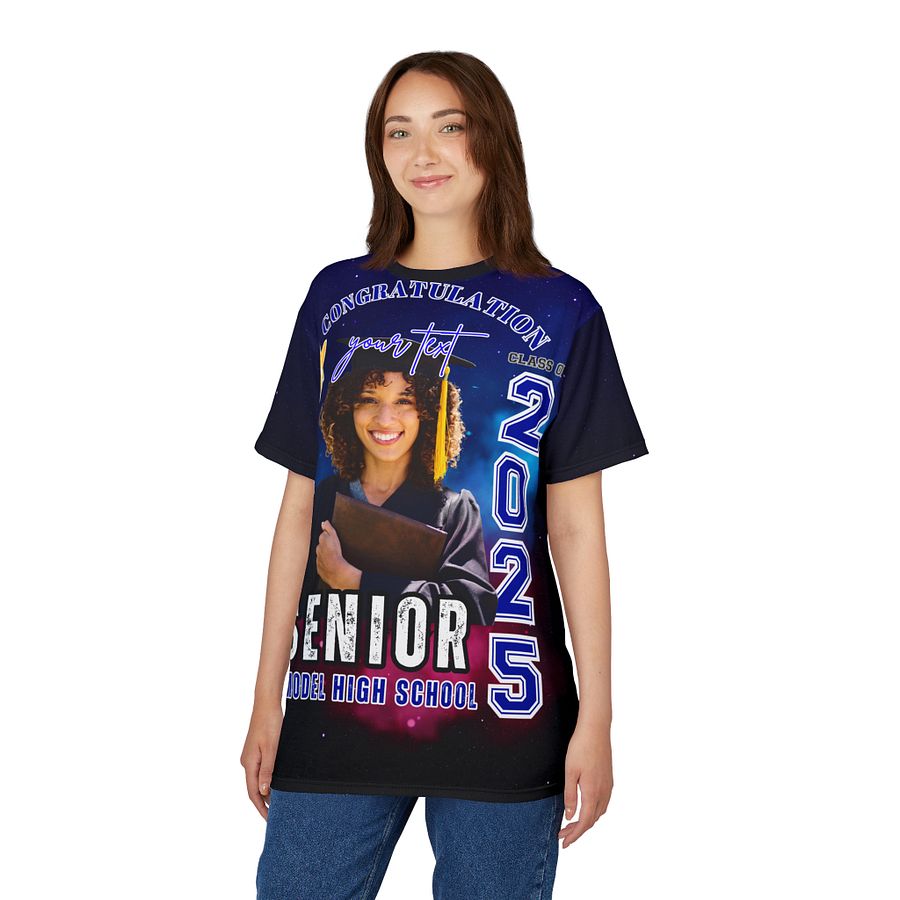 Graduation Shirt Template 2025 | Editable Senior Sublimation Design | All Over High School Graduate Tee PNG | Digital Download product image (1)