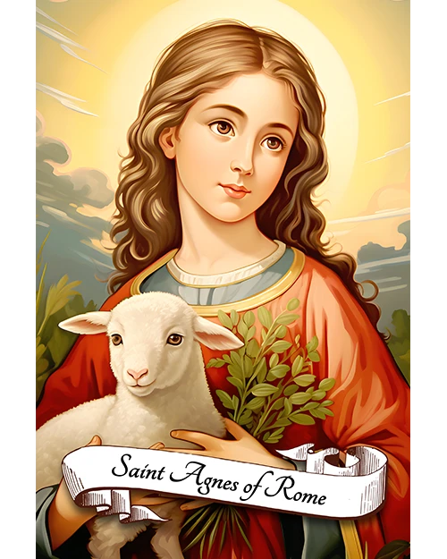 Saint Agnes of Rome Patron Saint of Young Girls, Girl Scouts, Chastity, Virgins, Engaged Couples, Abuse Victims, Gardeners, Matte Poster product image (1)