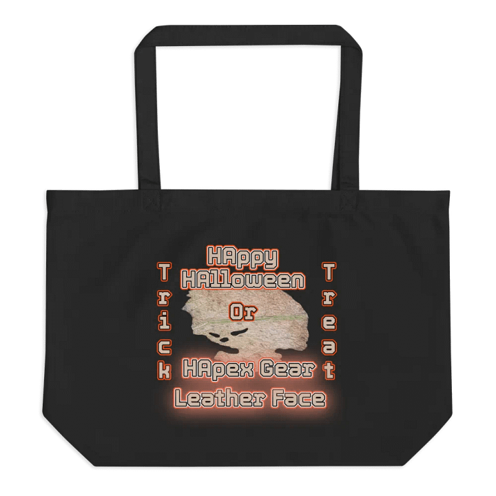 Organic Cotton Tote - Black - HAppy HAlloween Leather Face product image (1)